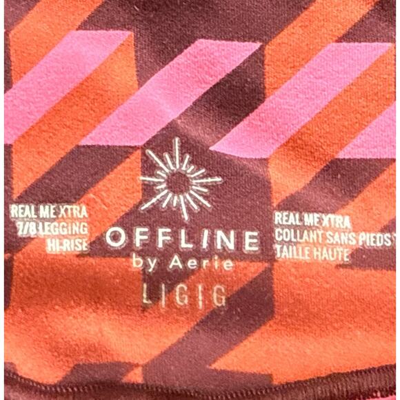 AERIE OFFLINE Real Me Xtra 7/8 Hi-Rise‎ Leggings Royal Berry Print Sz Large - Picture 3 of 6